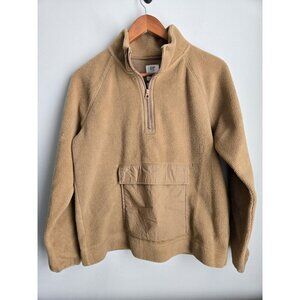Gap Teen Hooded Sherpa Jacket 16-18 Tan Pocket Pullover Quarter Zip